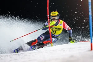 MADONNA DI CAMPIGLIO, ITALY - DECEMBER 22 : Armand Marchant of Belgium in action during the Audi FIS Alpine Ski World Cup Men's Slalom on December 22, 2020 in Madonna di Campiglio Italy. (Photo by Christophe Pallot/Agence Zoom)